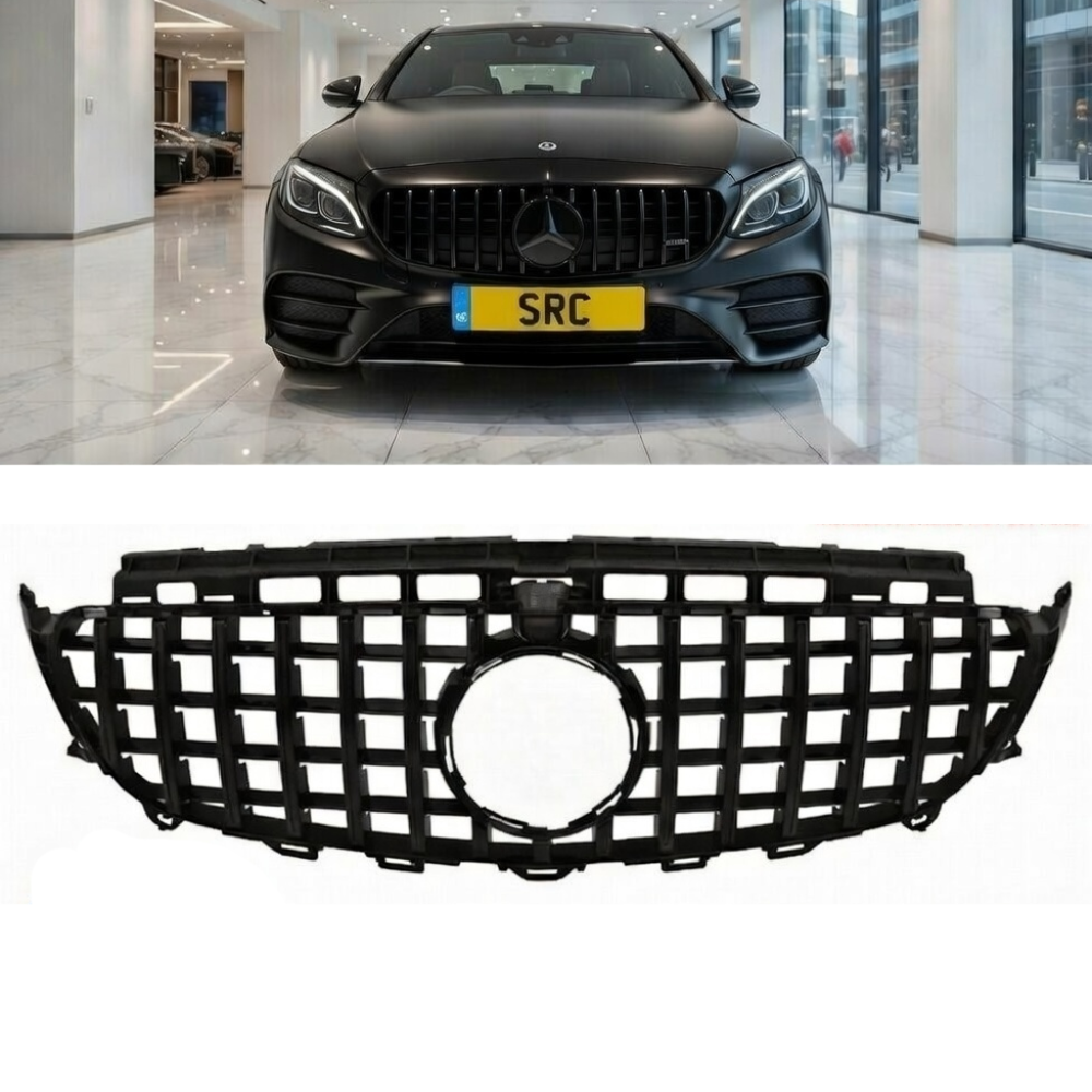 Mercedes E Class W213 C238 Panamericana GT Style Front Grille Gloss Black 2016–2019