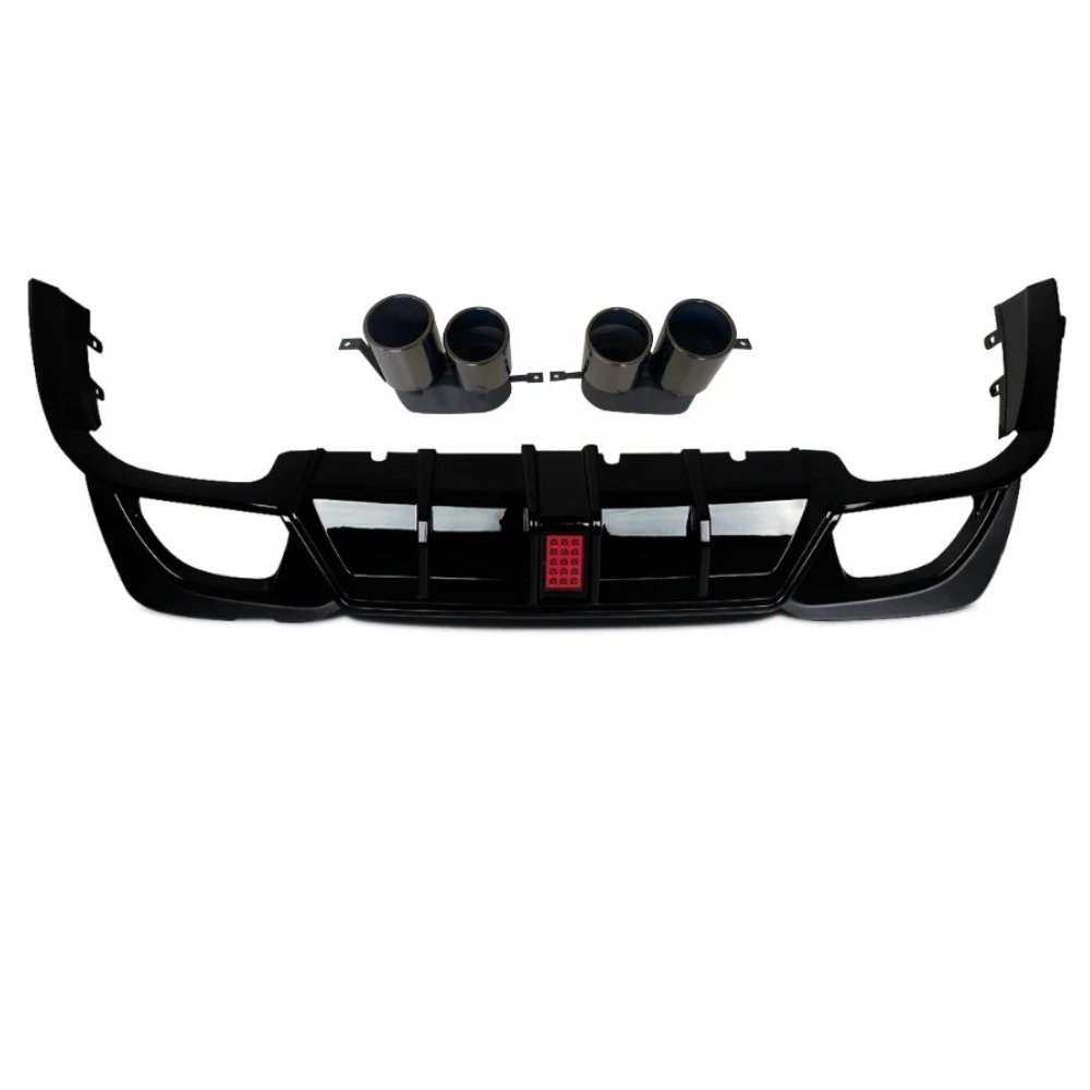 BMW 3 Series G20 M Sport Rear Diffuser Gloss Black with Twin Exhaust Tips & LED 2018–2023 - Image 5