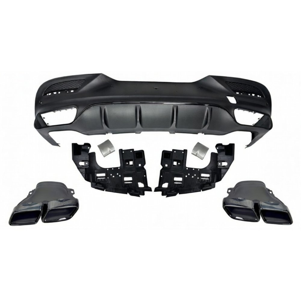 Mercedes GLE Coupe C292 GLE63 AMG Style Rear Diffuser with Exhaust Tips Matte Black 2015–2018