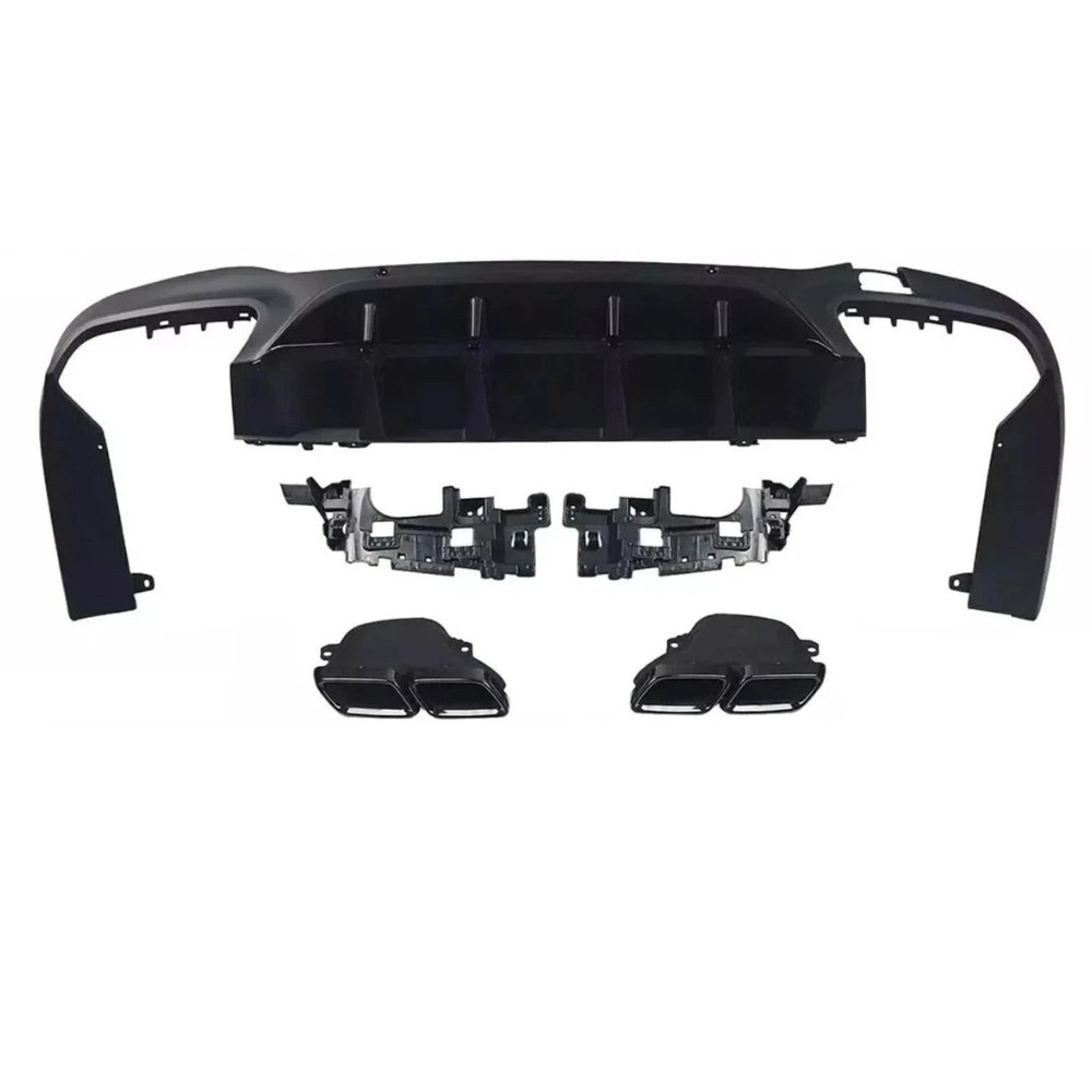 Mercedes GLC X253 GLC63 AMG Style Rear Diffuser Gloss Black with Black Quad Tips 2016–2019