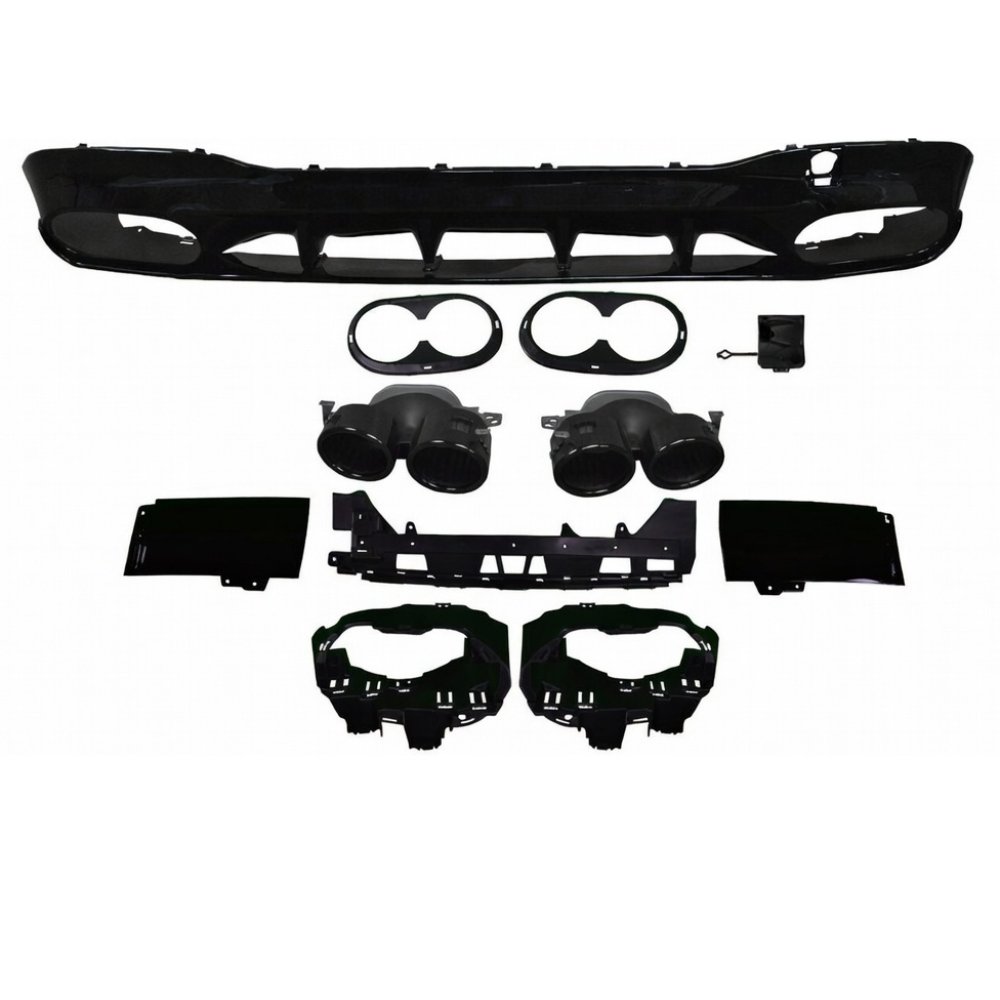 Mercedes CLA C118 CLA45 AMG Style Rear Diffuser Gloss Black with Black Tips 2019+