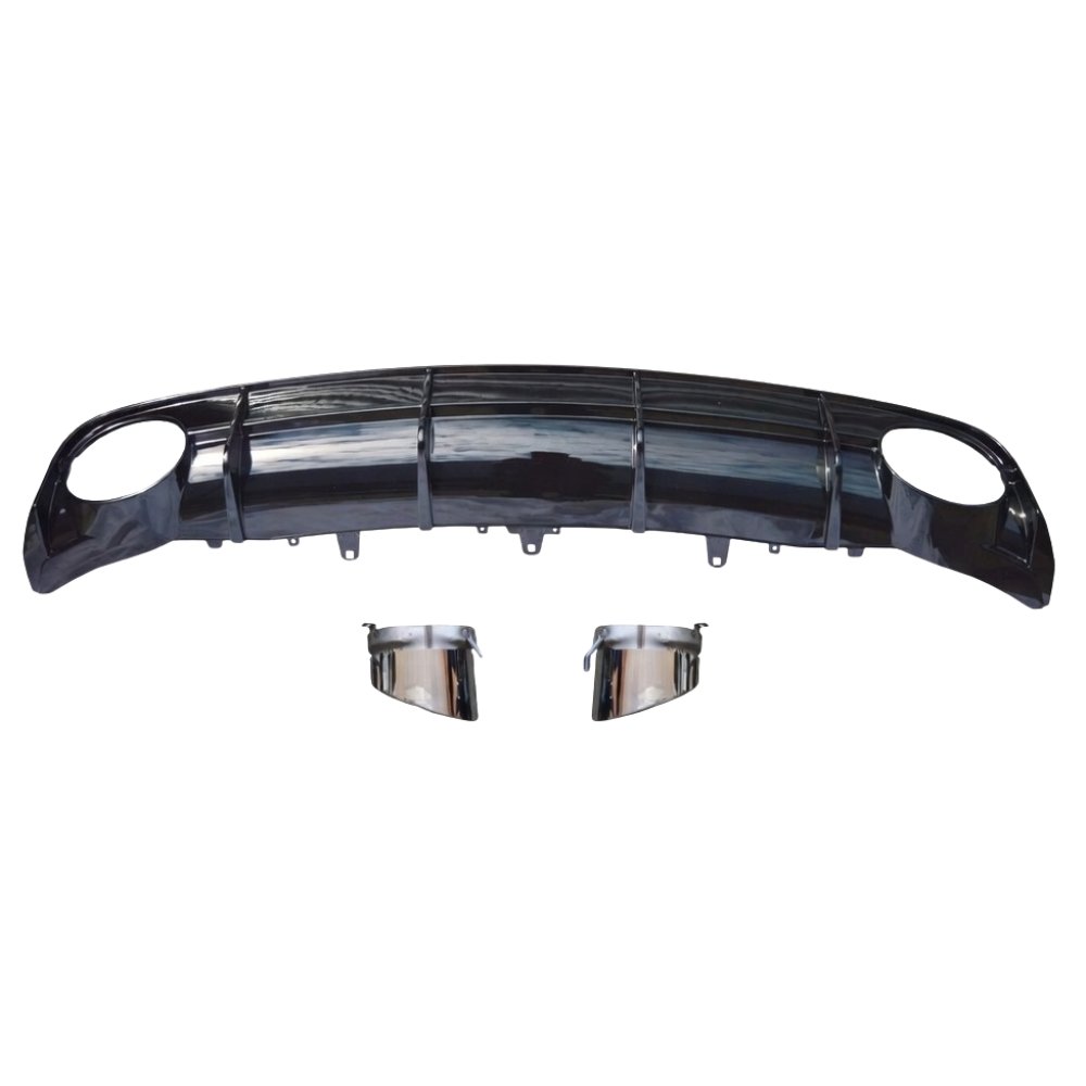 Audi A6 C7 Facelift S Line RS6 Style Rear Diffuser Gloss Black with Silver Tips 2016–2018 - Image 2