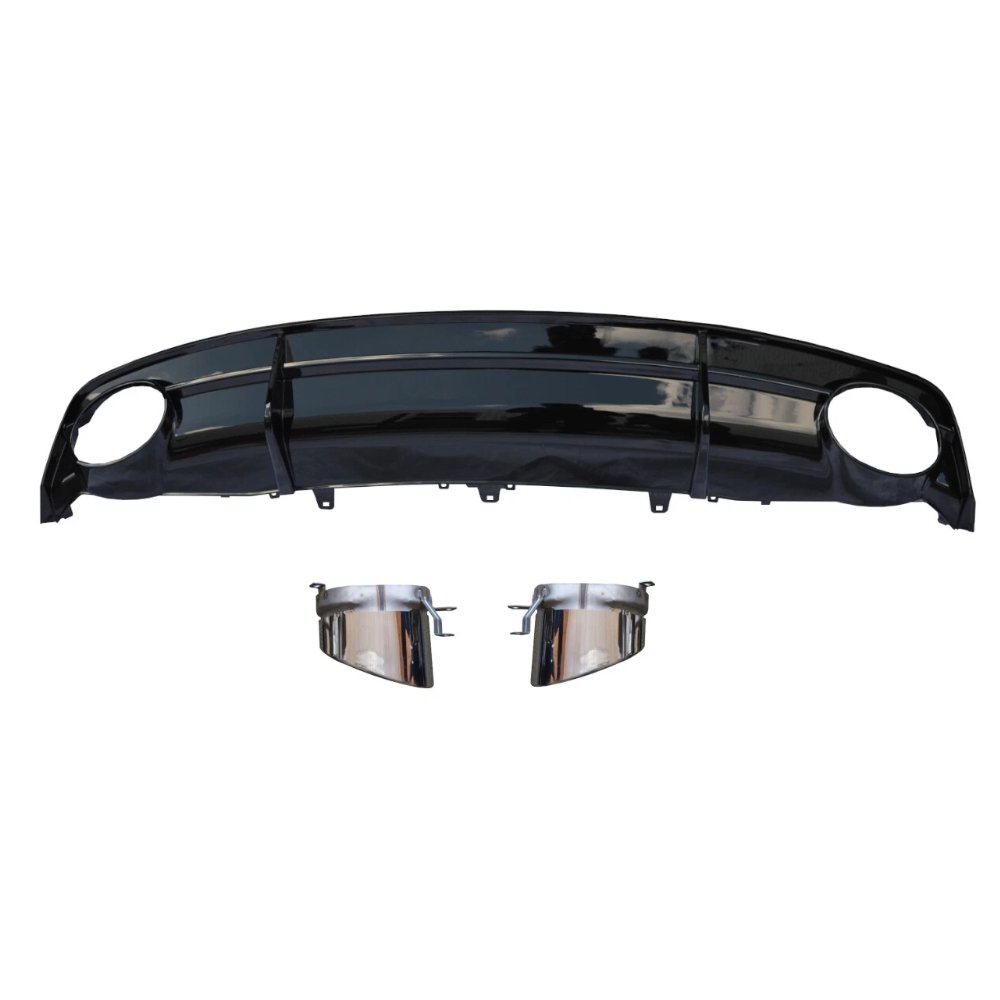 Audi A7 C7 Facelift S Line RS7 Style Rear Diffuser Gloss Black with Silver Tips 2016–2018