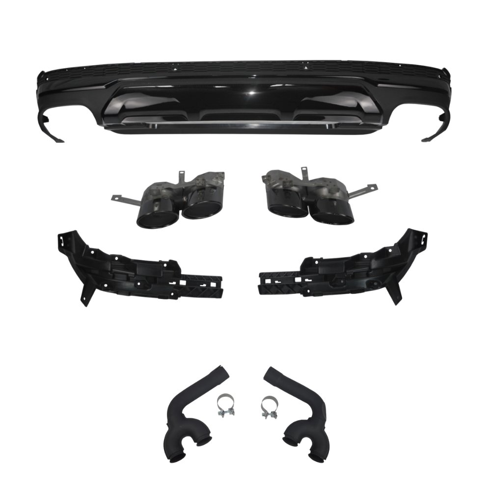 Audi Q7 4M Facelift SQ7 Style Rear Diffuser Matte Black with Black Tailpipes 2020+