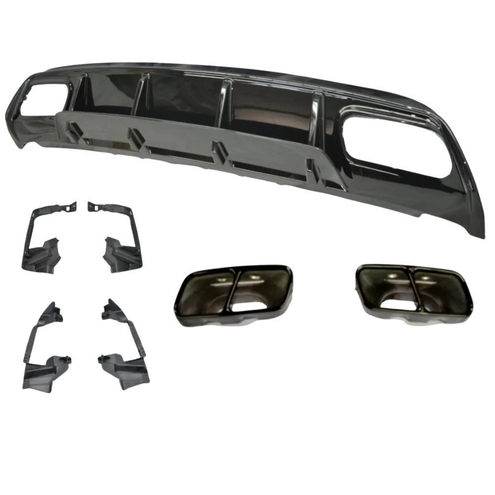 Mercedes A Class W176 A45 AMG Style Rear Diffuser Gloss Black with Exhaust Tips 2012–2018