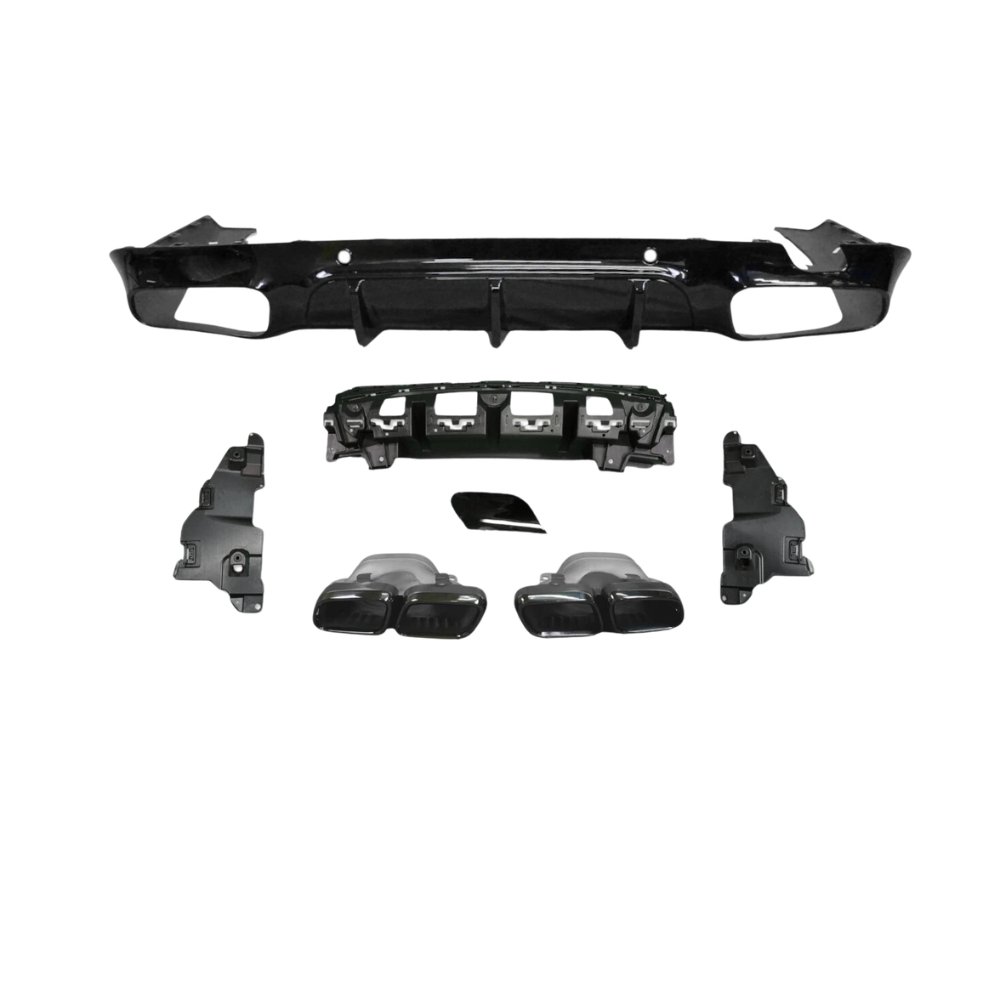 Mercedes CLS C257 CLS63 AMG Style Rear Diffuser Gloss Black with Black Quad Tips 2018+