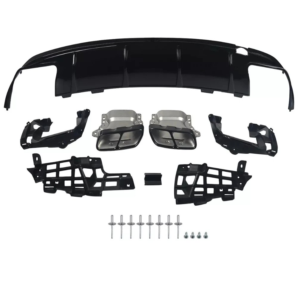 Mercedes CLA C117 CLA45 Style Rear Diffuser Gloss Black with Tailpipes 2013–2019