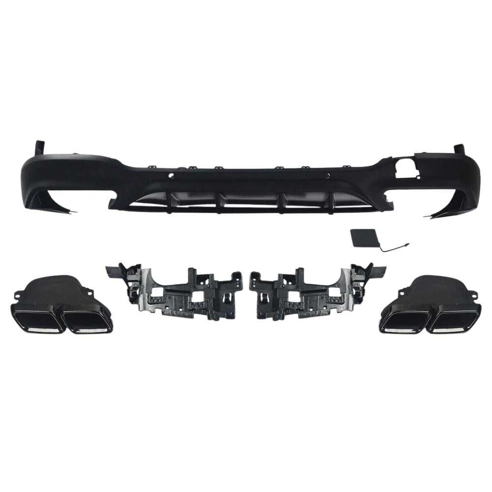 Mercedes GLC X253 GLC63 AMG Style Rear Diffuser Gloss Black with Black Quad Tips 2016–2019