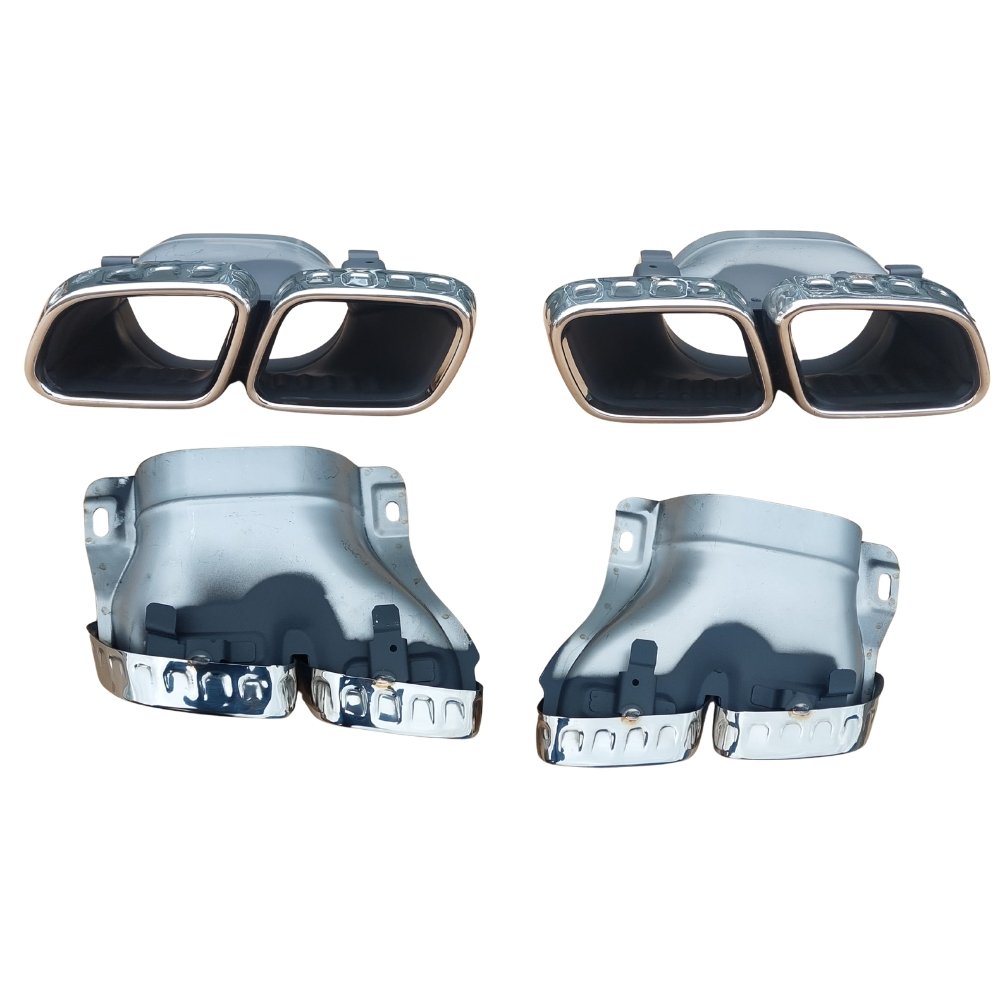 Mercedes E Class C238 A238 E63 AMG Style Rear Diffuser Gloss Black with Silver Tips 2017–2023