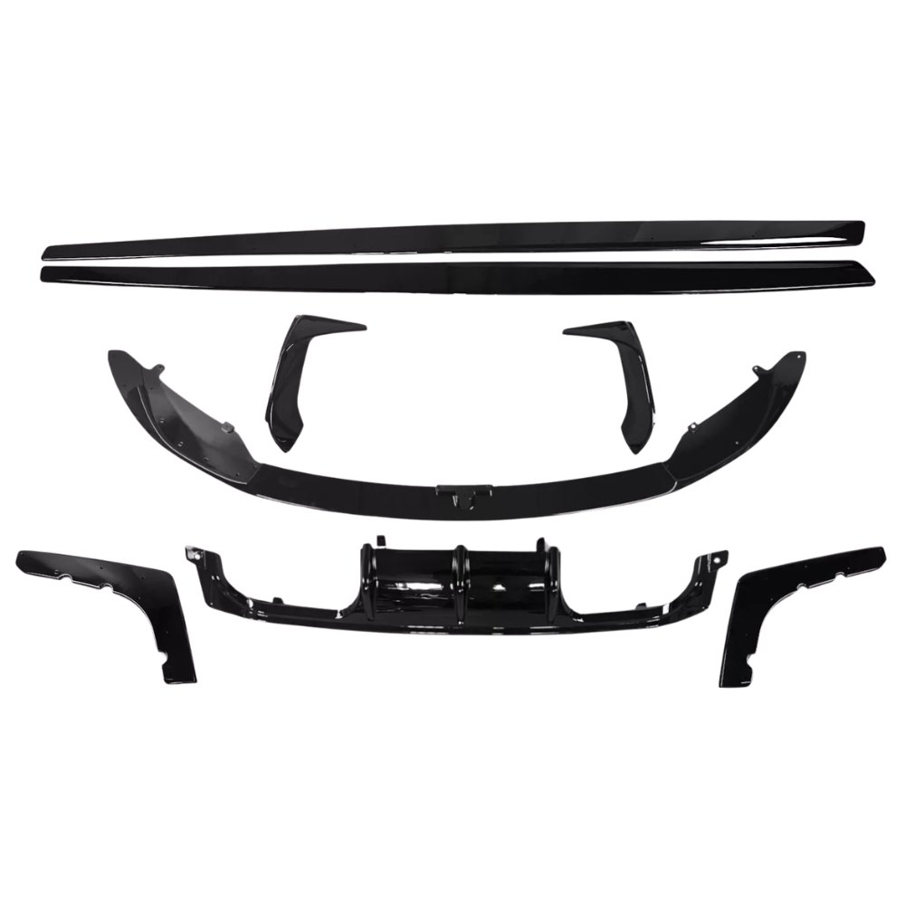 BMW M3 M4 F80 F82 F83 Full Body Kit Splitter Diffuser Side Skirts Blades Gloss Black 2014–2020