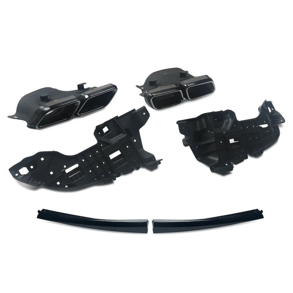 Mercedes C Class C205 A205 C63S AMG Style Rear Diffuser Gloss Black with Black Tips 2015–2019