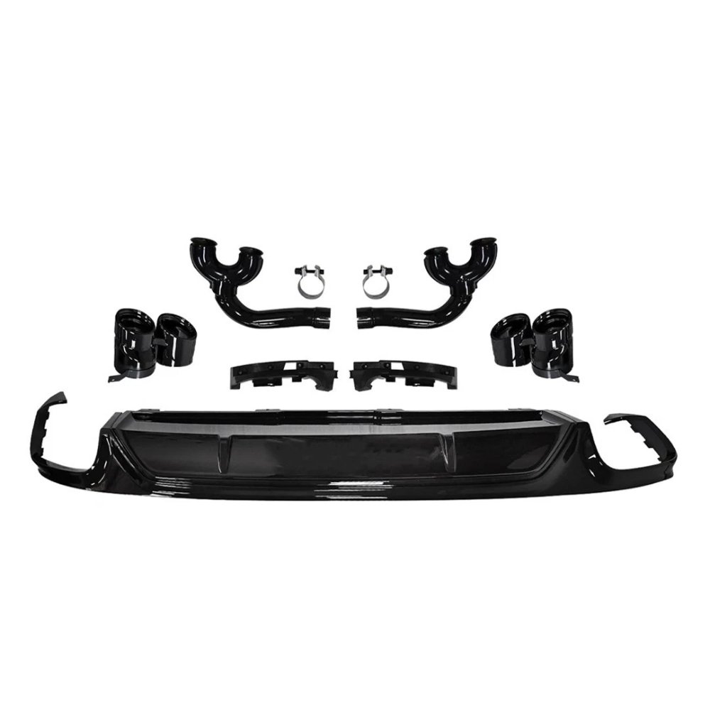 Audi Q8 SQ8 Style Rear Diffuser Gloss Black with Black Exhaust Tips 2018+