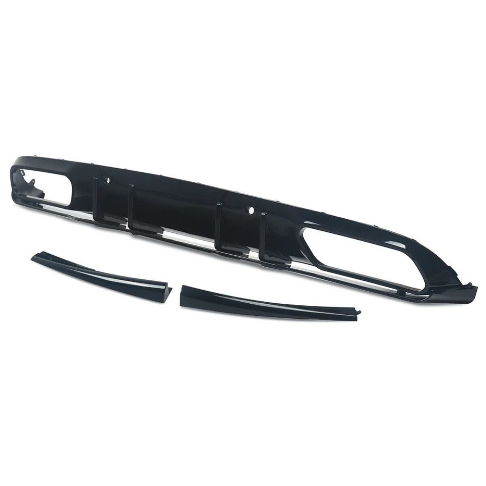 Mercedes C Class C205 A205 C63S AMG Style Rear Diffuser Gloss Black with Black Tips 2015–2019