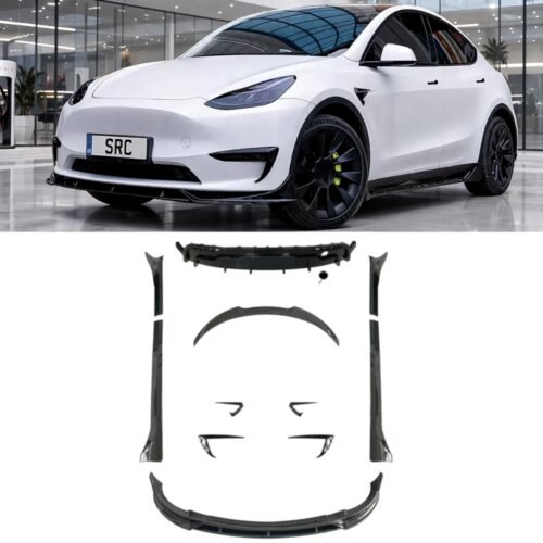 Tesla Model Y Aero Body Kit Front Splitter Diffuser Side Skirts Spoiler Gloss Black 2020–2024