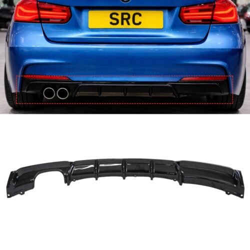 BMW 3 Series F30 F31 M Sport M Performance Rear Diffuser Gloss Black Twin Outlet 2012–2018