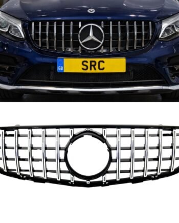 Mercedes GLC X253 C253 Panamericana GT Style Front Grille Gloss Black Chrome Trim 2015–2018