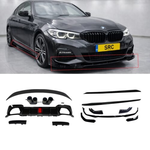 BMW 3 Series G20 G21 Gloss Black Full Body Kit Front Lip Spoiler LED Diffuser & Exhaust Tips