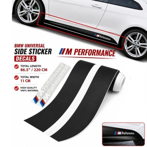 BMW M Performance Side Skirt Vinyl Decals Matte Black 220cm Universal