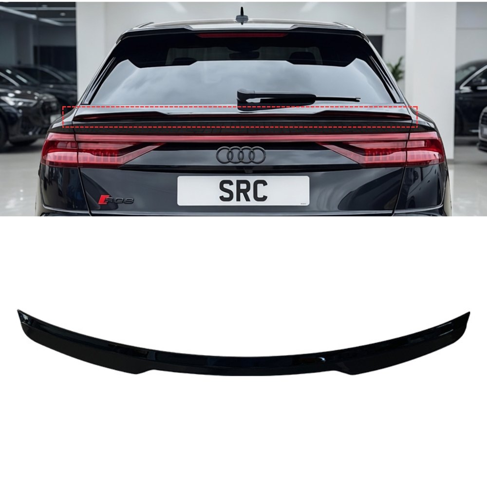Audi Q8 SQ8 S Line Gloss Black Body Kit Front Lip Roof & Tailgate Spoiler Kit 2018–2023