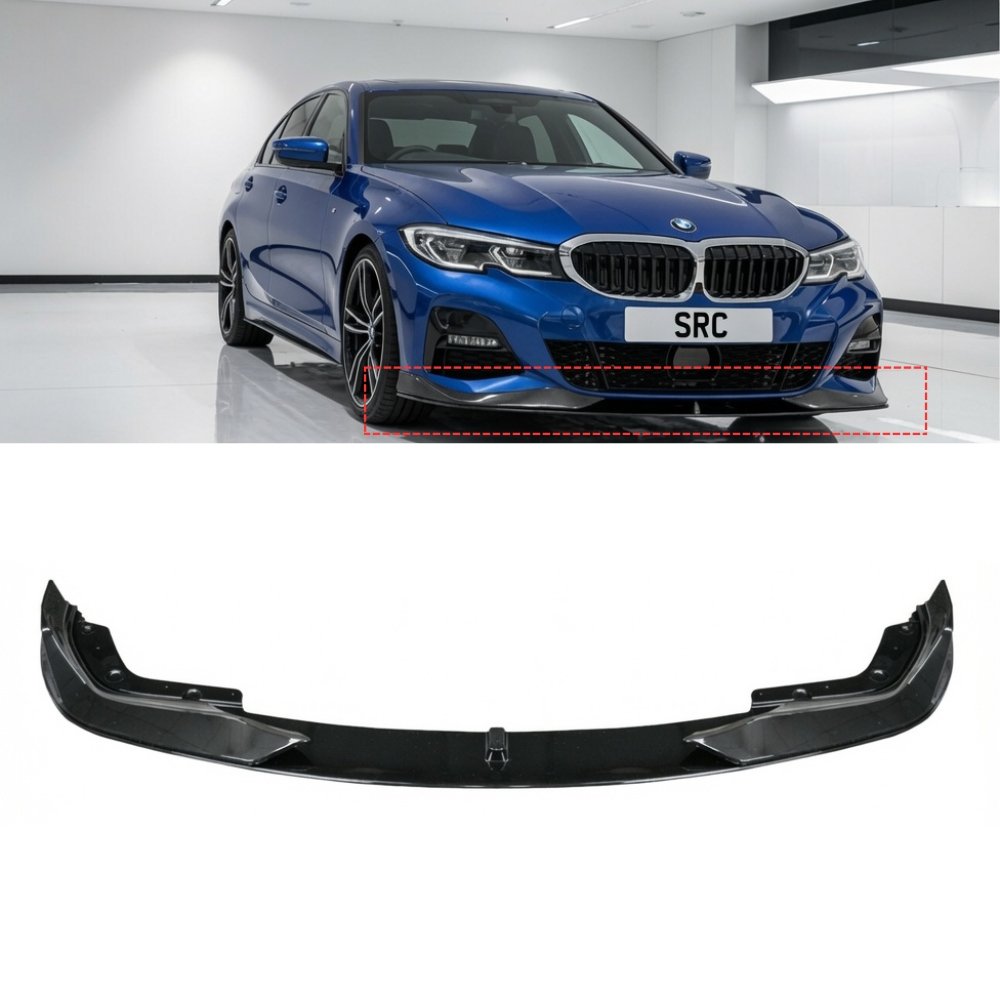 BMW 3 Series G20 G21 M Sport P Style Front Lip Splitter 3 Piece Gloss Black 2018–2021