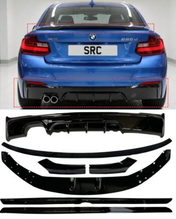 BMW 2 Series F22 F23 M Sport Body Kit Front Lip Rear Diffuser Side Skirts Gloss Black 2014–2021