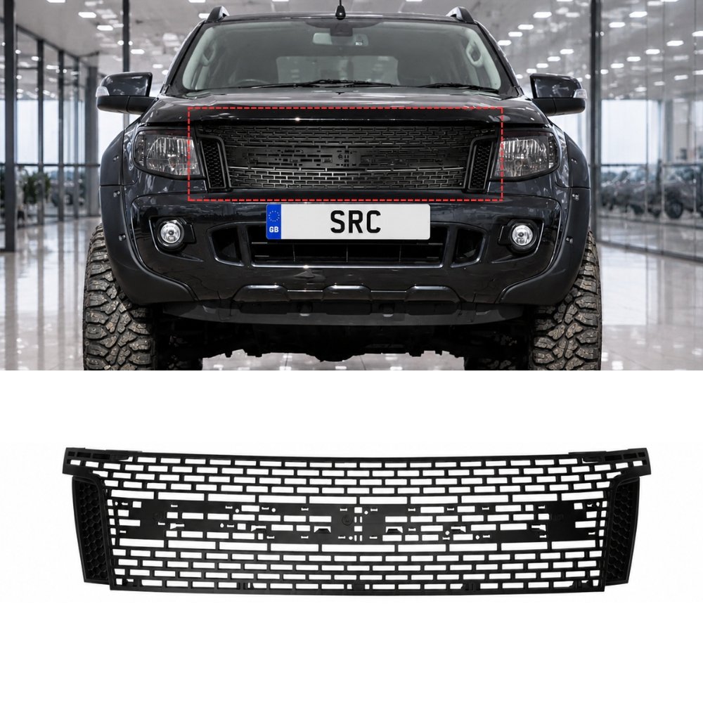 Ford Ranger T6 MK1 Raptor Style Mesh Front Grille Matte Black 2012–2015