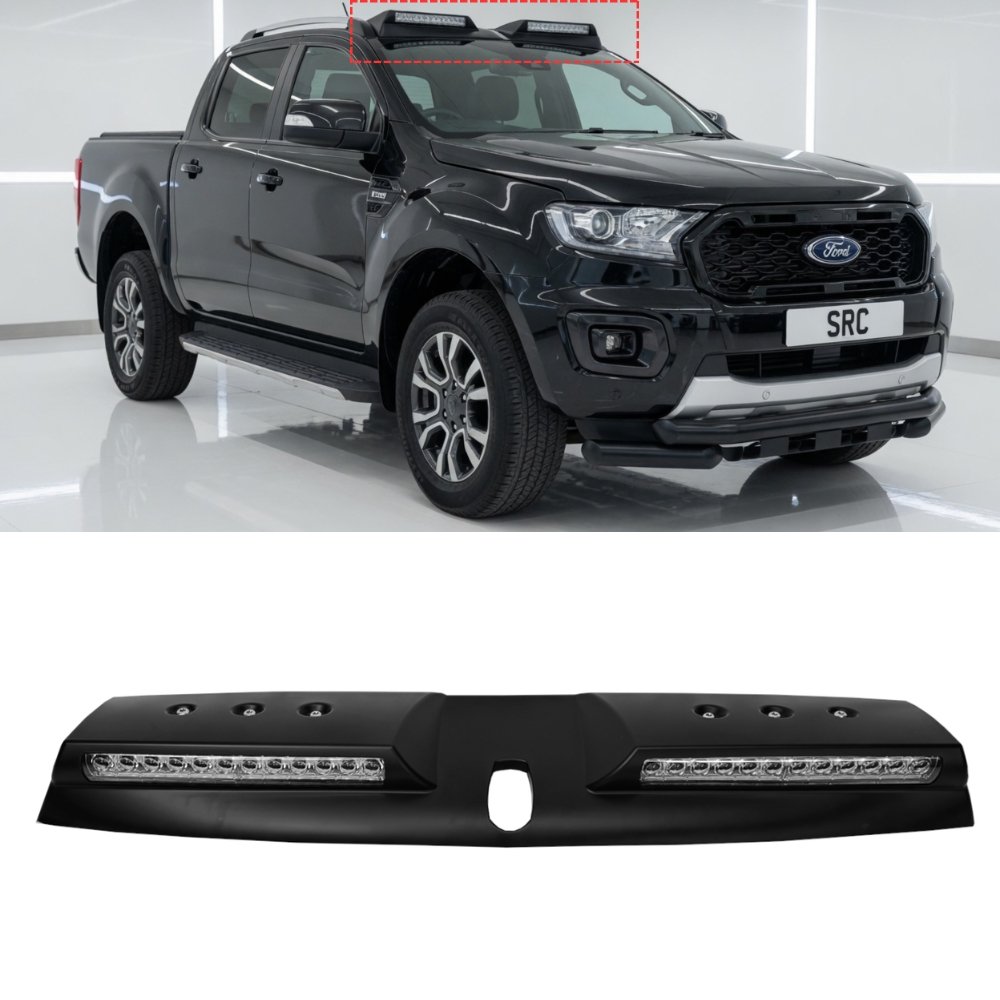 Ford Ranger T6 T7 T8 Front Roof LED Light Bar DRL Matte Black 2012–2022