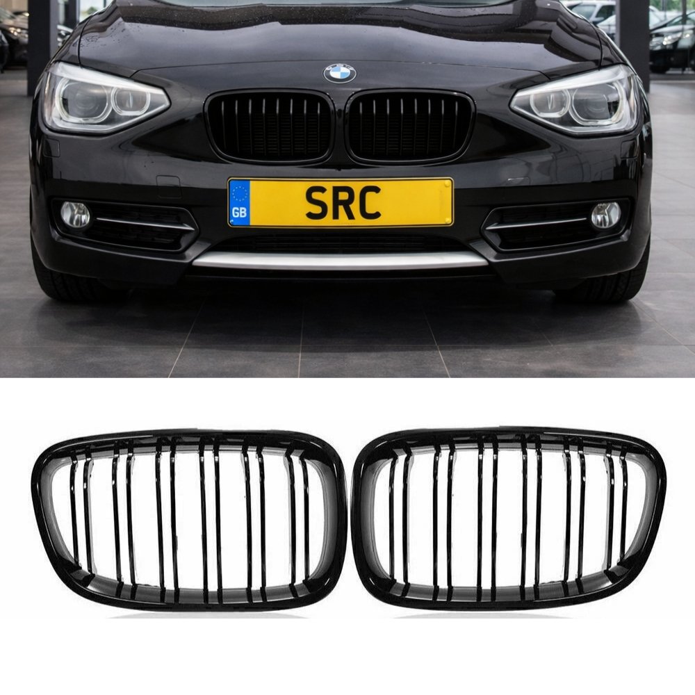 BMW 1 Series F20 F21 Pre-LCI Front Kidney Grille Gloss Black 2012–2014
