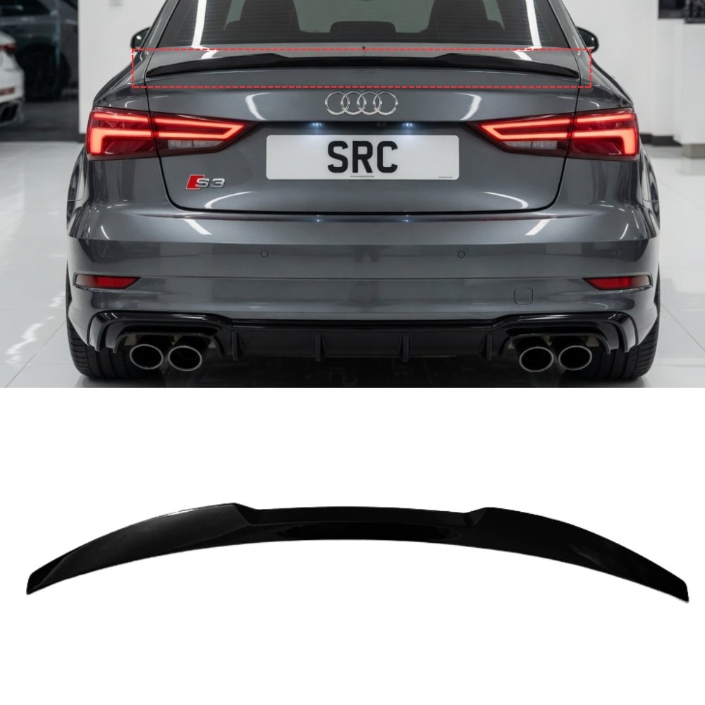 Audi A3 S3 RS3 8V Saloon M4 Style Rear Boot Spoiler Lip Wing Gloss Black 2013–2020