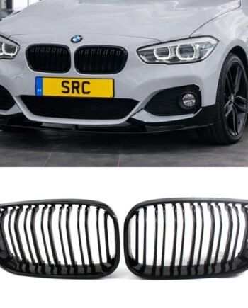 BMW 1 Series F20 F21 LCI Double Slat Front Kidney Grille Gloss Black 2015–2019