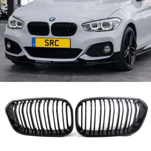 BMW 1 Series F20 F21 LCI Double Slat Front Kidney Grille Gloss Black 2015–2019