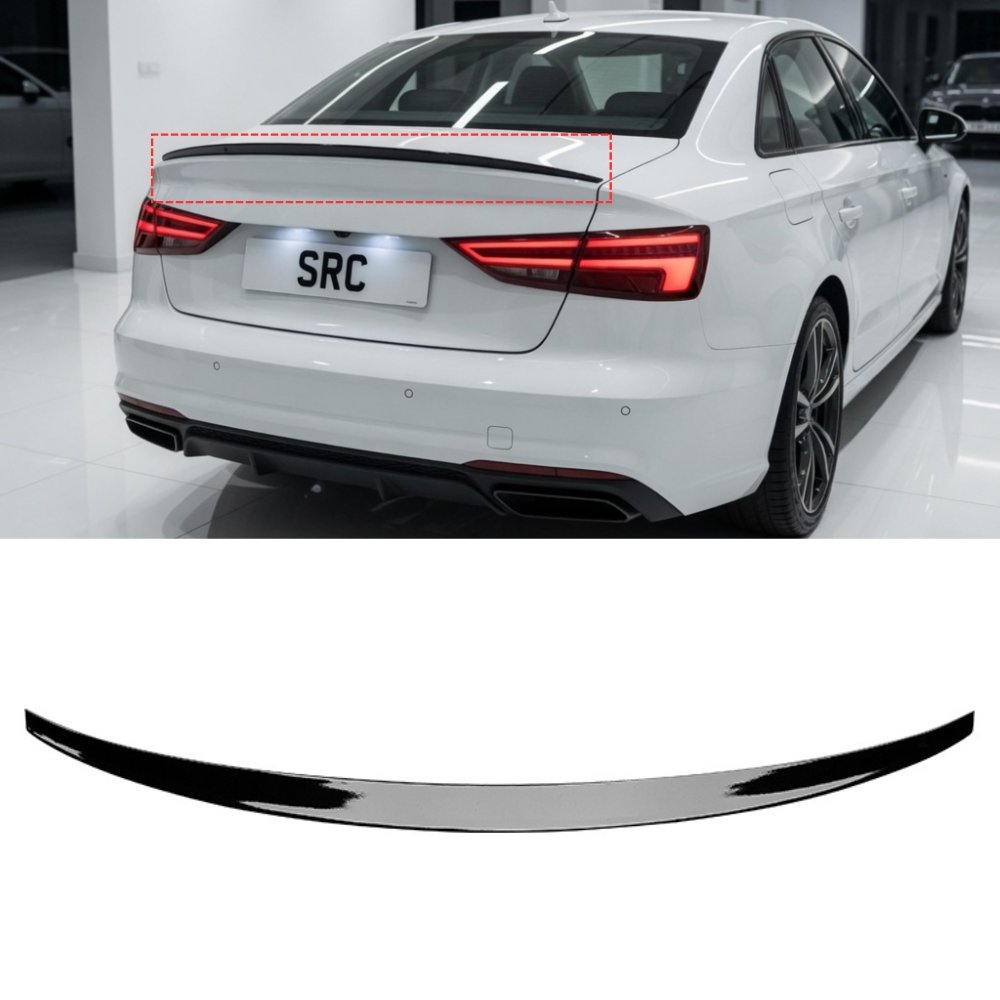 Audi A3 8V Saloon S3 Style Rear Boot Lip Spoiler Gloss Black 2013–2020