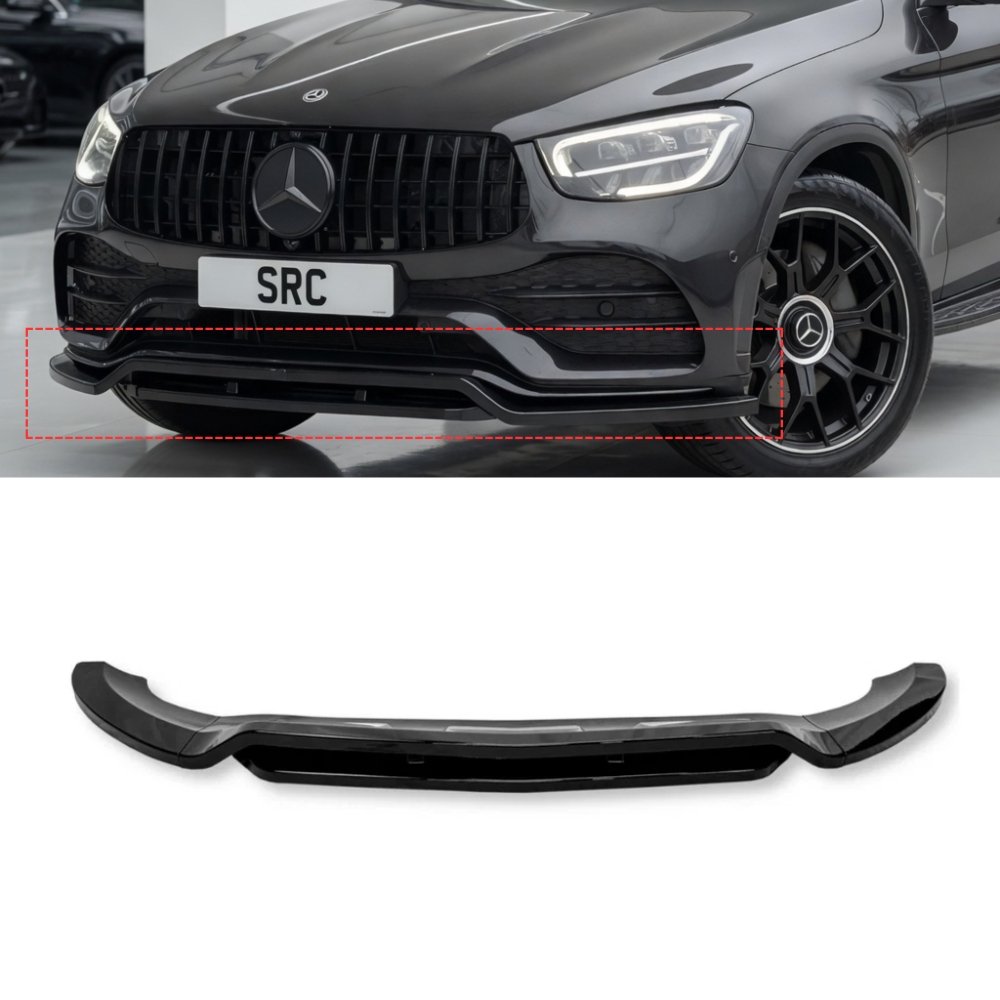 Mercedes GLC X253 C253 Facelift Front Lip Splitter Gloss Black 4 Piece Kit 2019–2022