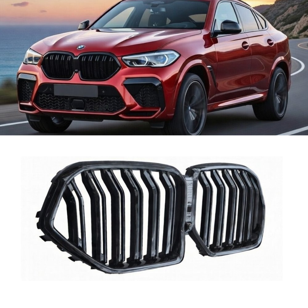 BMW X6 G06 Double Slat Front Kidney Grille Gloss Black OEM Fit 2019+