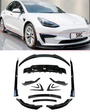 Tesla Model 3 Aero Body Kit Front Splitter Diffuser Side Skirts Spoiler Gloss Black 2017–2023