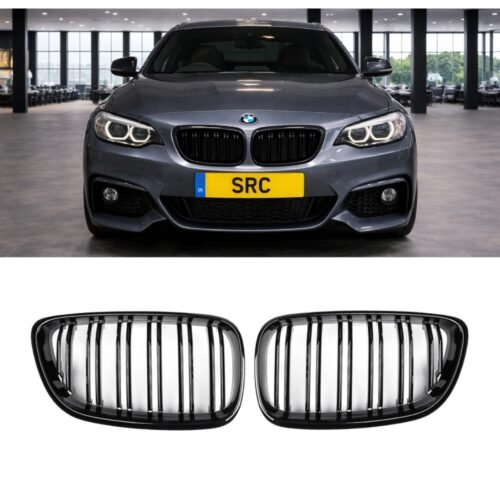 BMW 2 Series F22 F23 F87 M2 Style Front Kidney Grilles Gloss Black 2014–2020