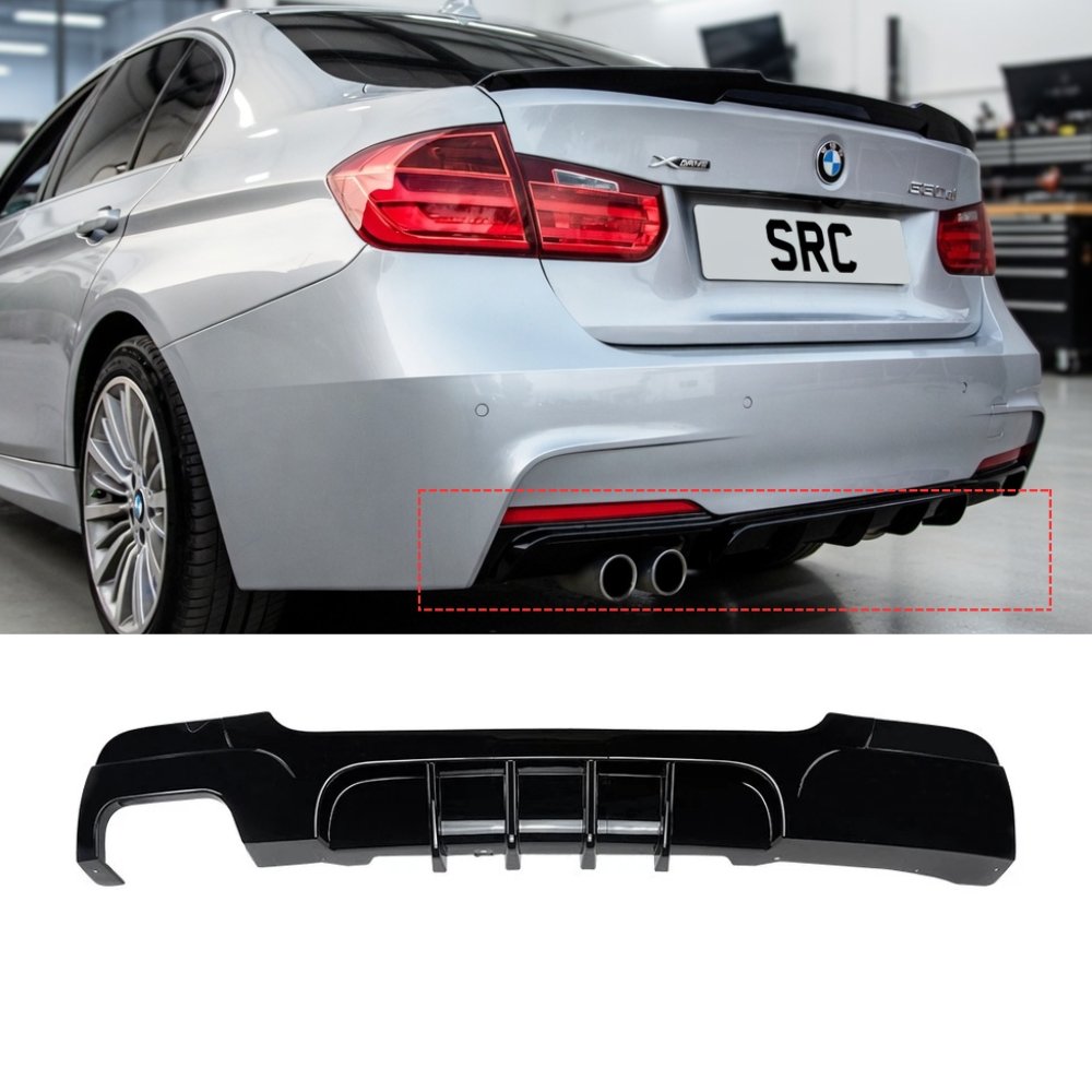 BMW 3 Series E92 E93 M Sport Rear Diffuser Valance Gloss Black Twin Outlet 2005–2013