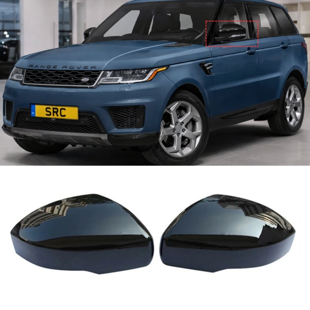 Gloss Black Wing Mirror Cover Caps for Range Rover Sport L494 L405 Discovery 5 2014–2021