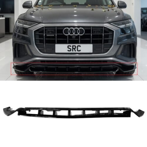 Audi Q8 SQ8 S Line Front Bumper Lip Splitter Gloss Black 4 Piece Kit 2018–2023