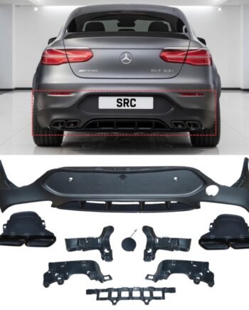 Mercedes GLC Coupe C253 GLC63 AMG Style Rear Diffuser & Exhaust Tips Matte Black 2016–2019