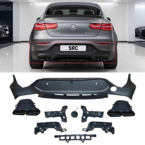 Mercedes GLC Coupe C253 GLC63 AMG Style Rear Diffuser & Exhaust Tips Matte Black 2016–2019