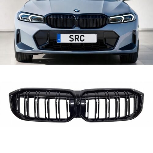 BMW 3 Series G20 G21 LCI Double Slat Front Kidney Grille Gloss Black 2022–2024