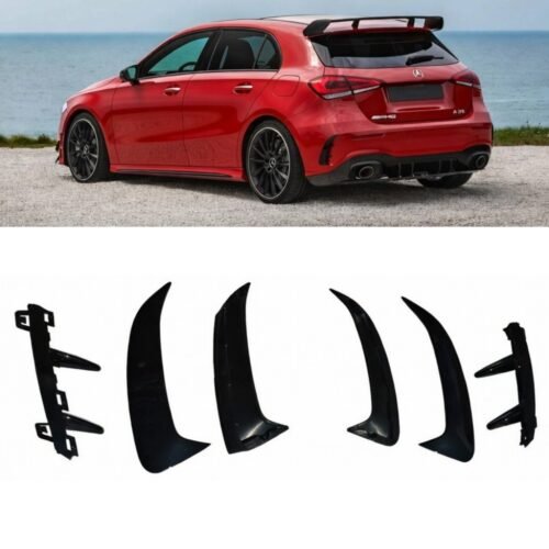 Mercedes A Class W177 AMG Line Rear Bumper Aero Kit Fins Gloss Black A35 Style 2018+