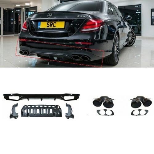 Mercedes E Class W213 E53 AMG Look Rear Diffuser Gloss Black with Tailpipe Trims