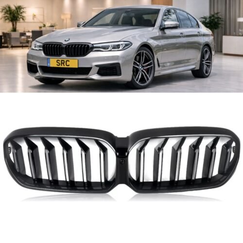 BMW 5 Series G30 G31 LCI Double Slat Front Kidney Grille Gloss Black 2020–2024