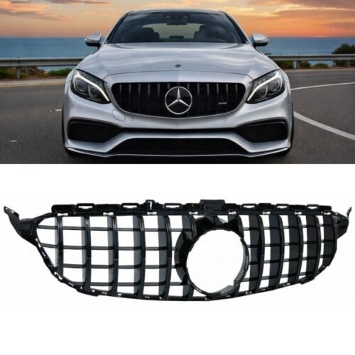 Mercedes C Class W205 C205 S205 A205 GT Panamericana Front Grille Gloss Black Camera Version 2014–2024