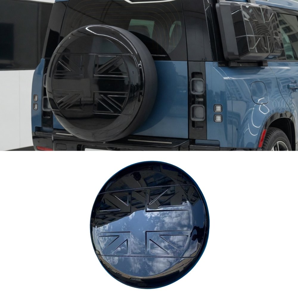 Land Rover Defender L663 90 110 130 Spare Wheel Cover Union Flag Gloss Black 2020+