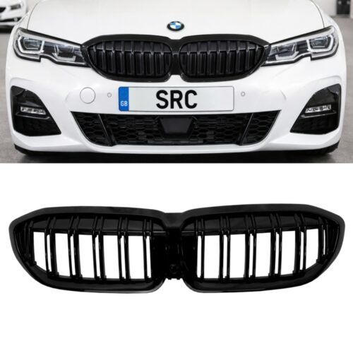 BMW 3 Series G20 G21 Double Slat Front Kidney Grille Gloss Black 2019–2022