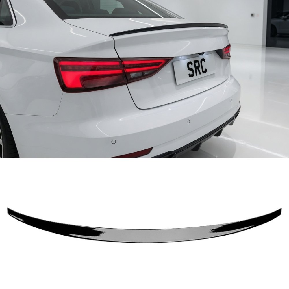 Audi A3 8V Saloon S3 Style Rear Boot Lip Spoiler Gloss Black 2013–2020
