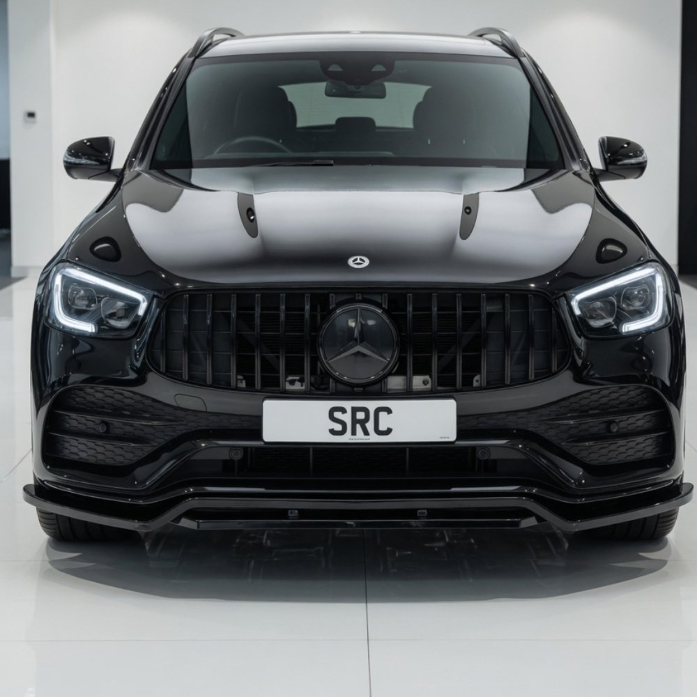 Mercedes GLC X253 C253 Facelift Front Lip Splitter Gloss Black 4 Piece Kit 2019–2022